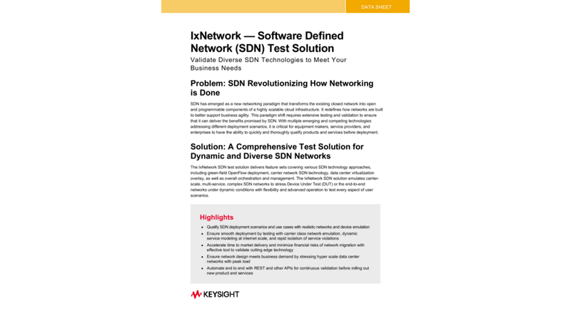 IxNetwork Software Defined Network (SDN) Test Solution